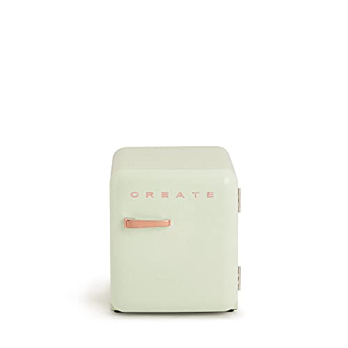 CREATE/RETRO FRIDGE 50 ROSE GOLD/Pastellgrüner Kühlschrank mit rosegoldenem Griff/Minibar, sin congelador, 50 cm
