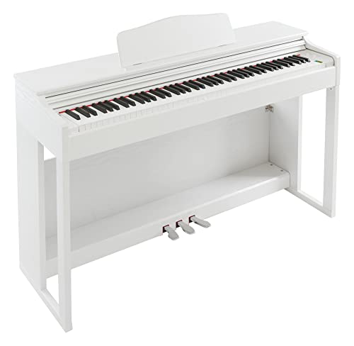 Kirstein DP-203 WM E-Piano - Digitalpiano mit Hammermechanik - 88 Tasten - 2 Anschlüsse für Kopfhörer, USB, Audio und MIDI - 3 Pedale - Piano für Anfänger - Weiß matt