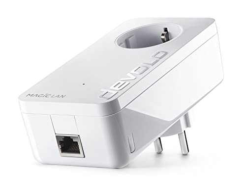 Devolo Magic 1 LAN: Leistungsfähiger Powerline-Erweiterungs Adapter mit bis zu 1200 Mbit/S für das Heimnetzwerk, mit integrierter Steckdose, für magisches Internet aus der Steckdose, weiß