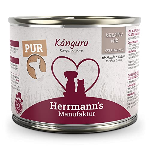 Herrmann's - Kreativ-Mix Känguru | Reinfleisch - 12 x 200g - Nassfutter - Für Hund & Katze
