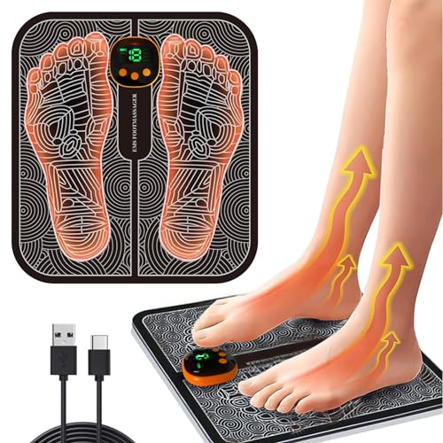 EMS Fußmassagegerät,Faltbares und Tragbares Elektrisches Fußmassagegerät zur Durchblutungs-und Muskelschmerzlinderung,Fußmassagegerät Elektrisch,8 Modi und 19 Intensitäten(Charging Type)
