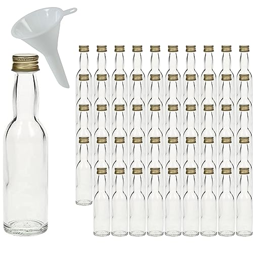 mikken 50 x Mini Glasflasche 40 ml mit Schraubverschluss inkl. Trichter