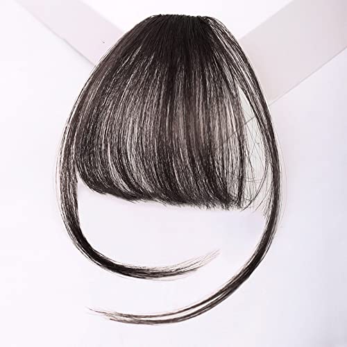 Pony Haarteil Clip-in-Pony Hitzebeständiger dünner Pony Fransen-Pony Clip-on-Haarteil One Piece in Fringe Natural Flat Air Bangs Hair Extensions for Women Pony-Haarverlängerungen (Color : Natural bla