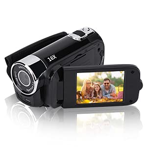 Goshyda Digitaler Camcorder, tragbar 2,7 Zoll 270 ° Drehung 16-fache Digitalzoom-Video-DV-Kamera für den Heimgebrauch/Reisen(Schwarz)