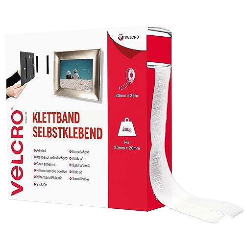 VELCRO® VEL-EC60354 Klettband zum Aufkleben Haft- und Flauschteil (L x B) 25000 mm x 20 mm Weiß 25 m