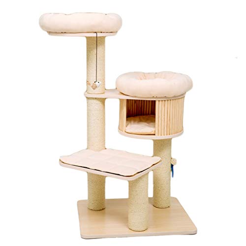 Klettergerüst für Katzen Aktivitätskratzbäume Cat Tower Condo Möbel mit Verkratzen Beiträgen mit Cat Nest und Springen Plattform Multi-Level-Cat-Turm Cat Tower Eigentumswohnungen (Color : Beige)