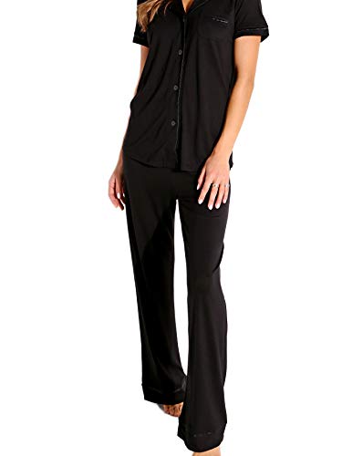 Cosabella Damen Bella Short Sleeve Top & Pant Pajama Set Pyjamaset, schwarz/schwarz, Medium