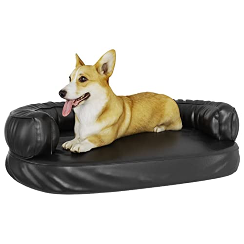 Tier- und Haustierbedarf, Haustierbedarf, Hundebetten, ergonomisches Schaumstoff-Hundebett, schwarz, 88 x 65 cm, Kunstleder