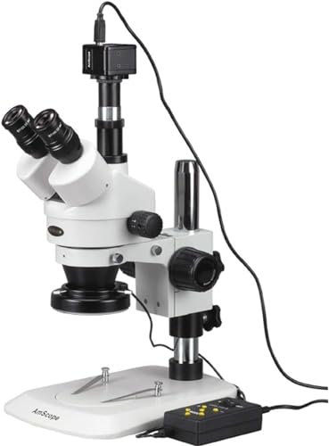 AmScope SM-1TNZ-144A-5M Zoom-Stereomikroskop mit 5MP-Kamera und 144-LED-4-Zonen-Licht, 3.5X-90X