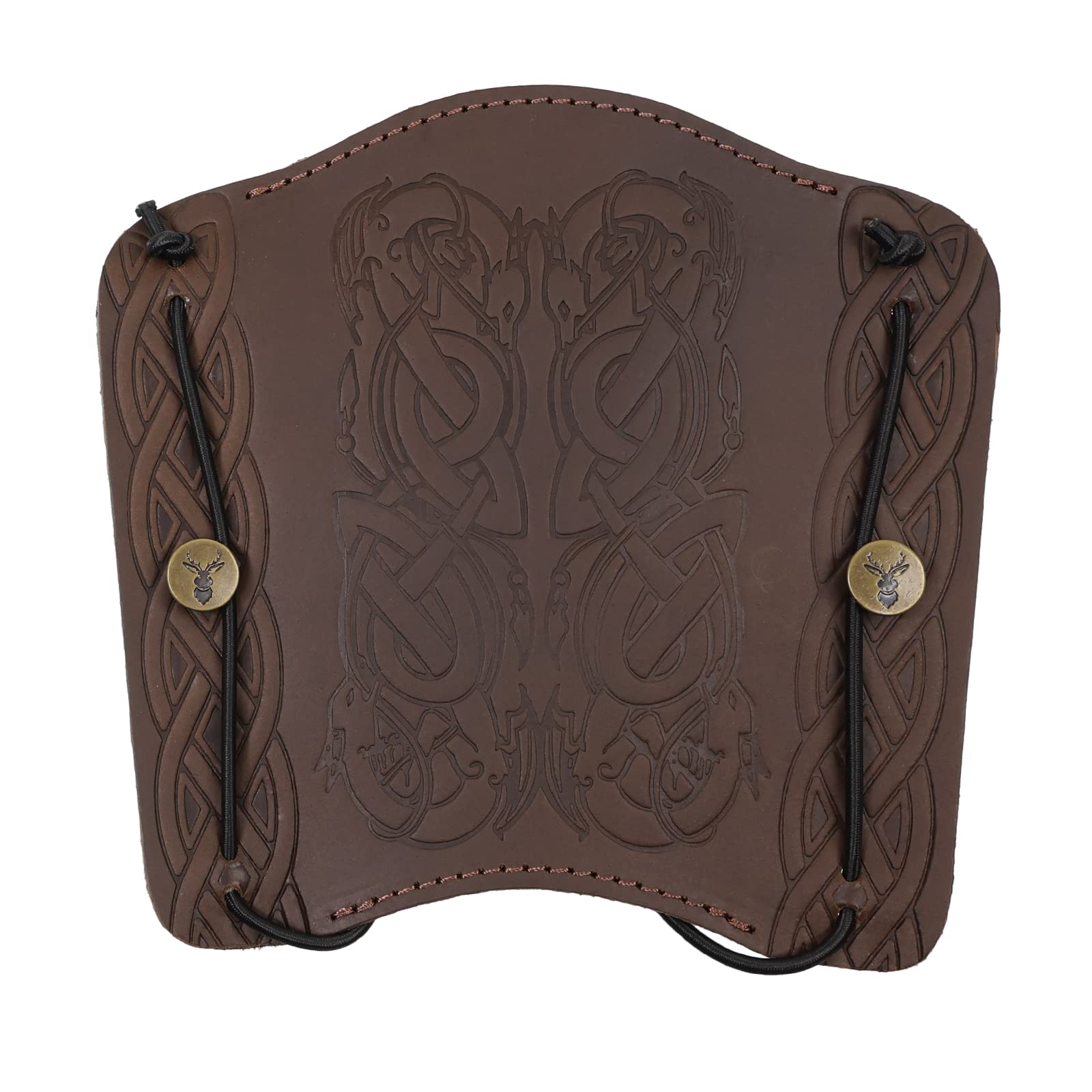 Jackalope Dragun - Plate - Armschutz; Zubehör zum Bogenschießen, Schutz aus hochwertiges weiches Leder mit Ornament (Coffee)