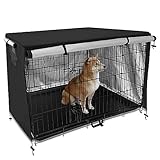 Hundekäfig Abdeckung, Dogbox Abdeckung, 210D Oxford-Stoff Doppeltür Abdeckung Für Hundekäfige, Strapazierfähiges Material Wasserdichte Beschattung Atmungsaktives Dog Crate Abdeckung (123 X 78 X 81cm)