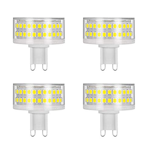 G9 9W LED-Glühlampen, flachrund, 88 LED-Chips, entspricht 80W Halogenlampen, 800LM, 6000K kaltweiß, 360 ° Abstrahlwinkel, AC 220-240V, nicht dimmbar, 4er-Pack