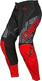 O'NEAL | Motocross-Hose | MTB Enduro MX | Bequeme lockere Passform für maximale Bewegungsfreiheit, Bündchenlose Hosenbeine | Element Pants Shocker V.23 | Erwachsene | Schwarz Rot | Größe 28/44