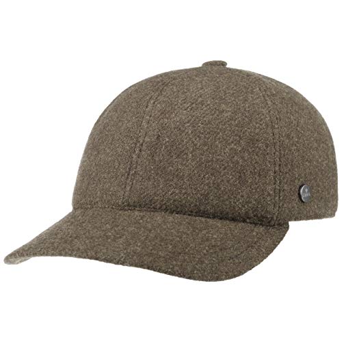 LIERYS Shetland Wool Cap Basecap Baseballcap Wollcap Herren - Made in Italy Metallschnalle, mit Futter, Schirm Herbst-Winter - One Size braun