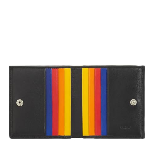 Mehrfarbiges Portemonnaie in Leder mit Kartensteckfächer und Münzfach von DuDu Schwarz