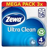 Zewa Toilettenpapier Trocken Ultra Clean 3 Packungen 4 Lagen, 16x135 Blatt