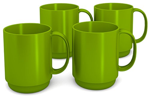 Ornamin Becher mit Henkel 300 ml grün 4er-Set (Modell 510) / Mehrweg-Becher Kunststoff, Kaffeebecher