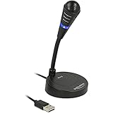 Delock USB Mikrofon mit Schwanenhals für Notebook und Computer, Plug&Play, ideal für Gaming, Podcast, Skypen und Gesang, mit Touch Mute, 65868