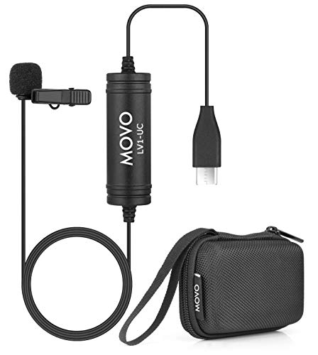 Movo LV1-UC Digitales Lavaliermikrofon mit USB-C-Anschluss, kompatibel mit iPad Pro, Samsung Galaxy, LG, HTC Google Pixel, Google Nexus, andere USB-C-Smartphones