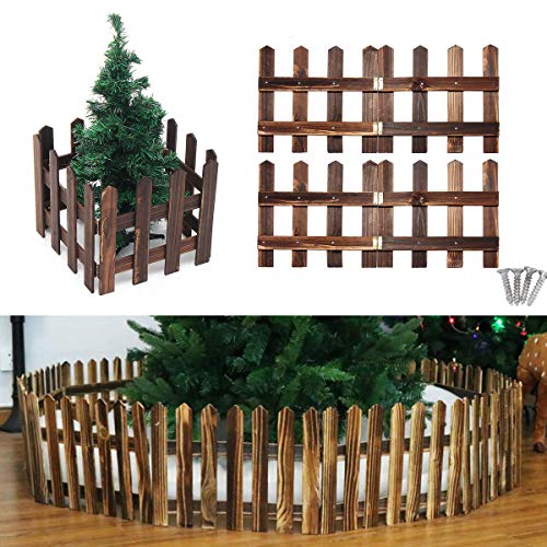 30cm hoch 1.2m Lange Zaun Gartenzaun Dekorative Zäune aus Holz für Weihnachtsbaum Garten Rasen Haustier (Braun)