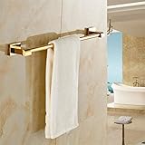 ABWYB Europäischer Handtuchhalter aus Kupfer, goldfarben, einpolig, nicht verblassend, rostfrei, gebürstete Oberfläche, Handtuchhalter für Badezimmer, Küche, Büro, Punch-F 80 cm