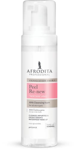 Afrodita Professional PEEL RE-NEW Reinigungsschaum | 200ml | Zur Entfernung von Make-up, Augen-Make-up | Dabei bewahrt er den natürlichen pH-Wert der Haut | Für alle empfindlichen Hauttypen