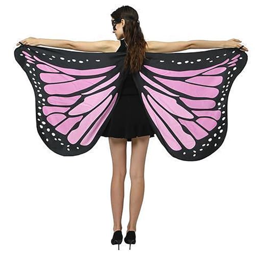 BTAISYDE Schmetterlingsflügel für Damen, Halloween-Kostüm Erwachsene Fairy Wings Damenumhang mit Maske und Antennenstirnband,A