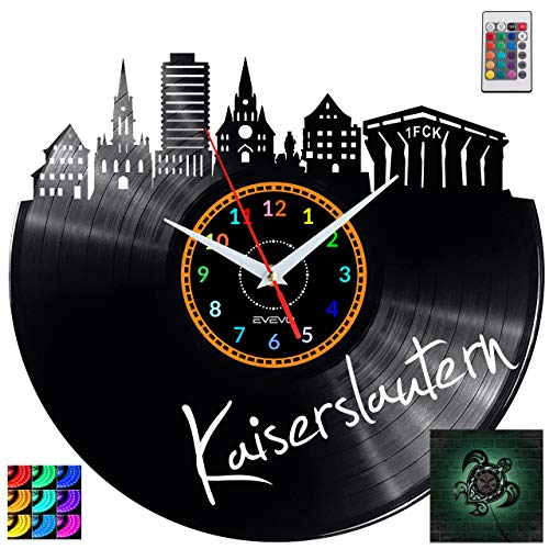 EVEVO Kaiserslautern Wanduhr RGB LED Pilot Wanduhr Vinyl Schallplatte Retro-Uhr Handgefertigt Vintage-Geschenk Style Raum Home Dekorationen Tolles Geschenk Uhr