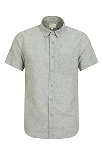 Mountain Warehouse Lowe Baumwoll-Leinen-Herrenhemd - leichtes Oberteil, atmungsaktives T-Shirt - perfekt für draußen, Urlaub, Spaziergänge, Wandern geeignet Grün XL