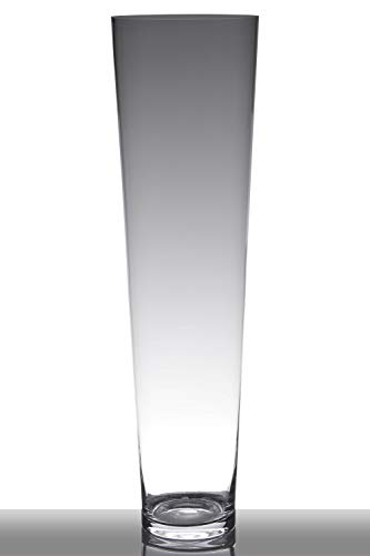 INNA-Glas Bodenvase Glas Chelsea, Trichter - rund, klar, 90cm, Ø 25cm - Konische Vase - Glasvase