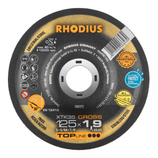 RHODIUS TOPline XTK35 CROSS Extradünne Trennscheibe 125 x 1,9 x 22,23 mm