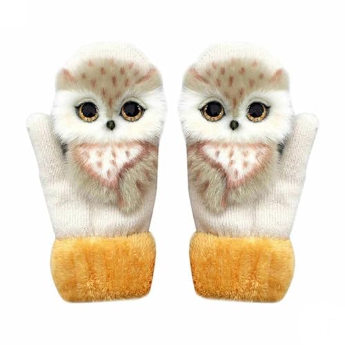 ROSSOM Niedliche Tierhandschuhe, Winter Handschuhe Warm, 3D Tiermuster Plüsch Handschuhe Dicken Warmen Damen Winter Strickhandschuh (Adult,D)