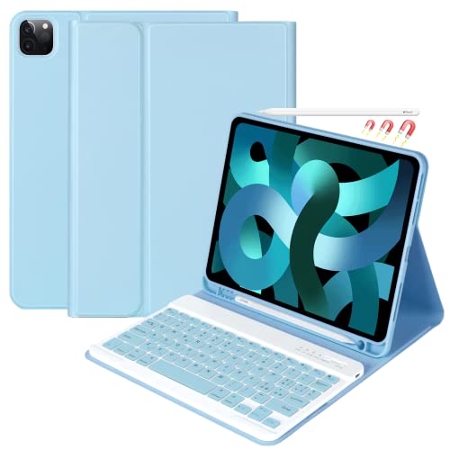 Tastatur für iPad Air 4 2020/iPad 11 2021/11 2020/11 2018, Schutzhülle für iPad 10.9 mit italienischer Tastatur für iPad 11 2021 (3. Gen) Schutzhülle mit Bluetooth ohne Kabel, abnehmbare Tastatur und Steckplätze für Pro enna