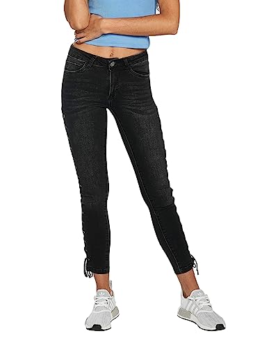 Urban Classics Damen Ladies Denim Lace Up Pants Skinny Jeans, Schwarz (Black Washed 00709), 34 (Herstellergröße: 26)