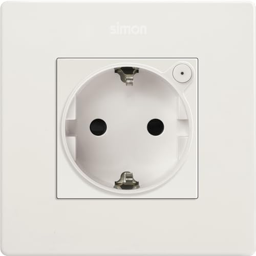 SIMON - iO-Steckdosenkit, weiß, Serie Simon 270, 230 V, 16 A, mit Schraubbefestigungssystem, einfach zu installieren, inkl. Rahmen, Deckel und Mechanismus, weiß