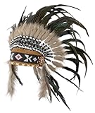N63 - schwarz und natürlichen Farben kurz Indianer Kopfschmuck/Warbonnet. Native American Style.