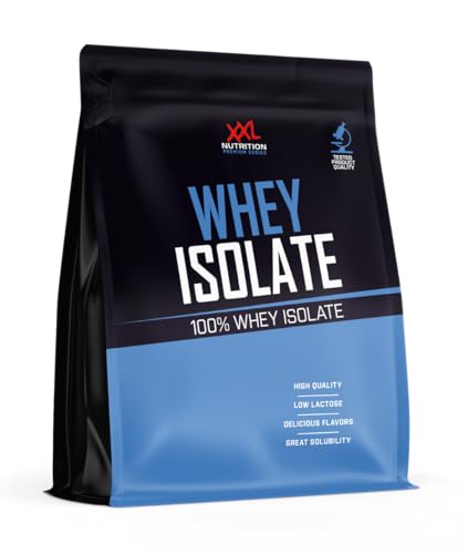 XXL Nutrition - Whey Isolate - Höchste Qualität Molkenprotein-Isolat, nur 0,8% Laktose, Aspartamfrei, Mit EAA & BCAA, Eiweiss Pulver Isolat - Erdbeere - 2500 Gramm