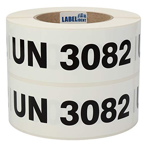 Labelident Gefahrgutaufkleber 150 x 50 mm - UN 3082, UN 3082-1000 Gefahrgutetiketten auf 1 Rolle(n), 76 mm (3 Zoll) Rollenkern, Polypropylen weiß, selbstklebend