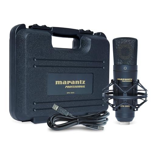 Marantz Professional MPM-2000U - Großmembran USB-Kondensatormikrofon im Studioqualität für Aufnahme, Podcast, Twitch, Youtube, Gesang, Akustikinstrumente, inklusive Shockmount, USB-Kabel, Tragetasche