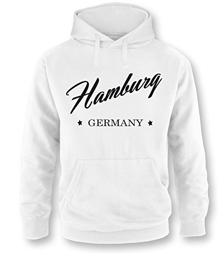 Hamburg Germany Herren Hoodie Weiß - Schwarz in Größe XL