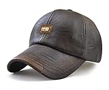 CHENNUO PU Leder Baseball Cap Basecap Herren Baseballkappe Outdoor Winter Baseballmütze (Dunkel braun)