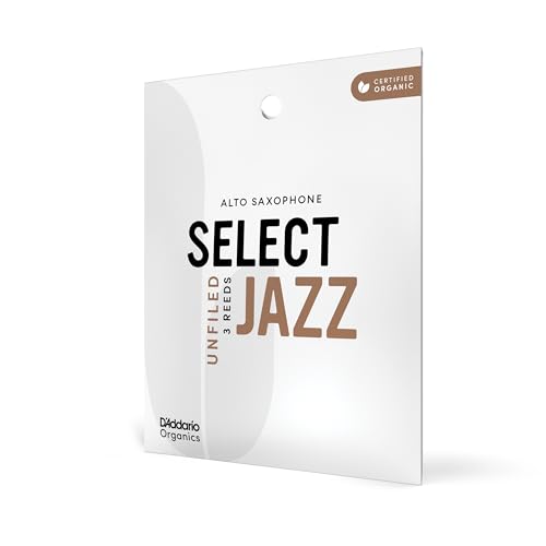 D'Addario Woodwinds Organic Select Jazz Blätter für Altsaxophon, einzeln versiegelt, weich, 3 Stück