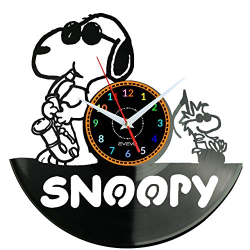 EVEVO Snoopy Wanduhr Vinyl Schallplatte Retro-Uhr Handgefertigt Vintage-Geschenk Style Raum Home Dekorationen Tolles Geschenk Wanduhr Snoopy