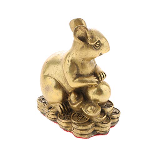 Messing Chinesische Tierkreiszeichen Sternzeichen Figur Tierfigur Feng Shui Reichtum Glücksbringer Ornamente - Ratte