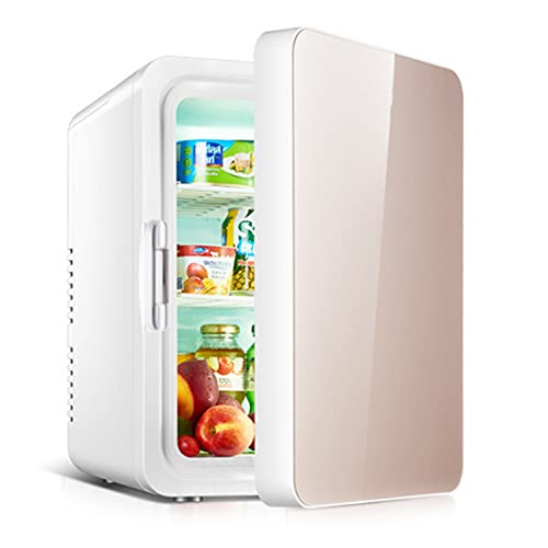 Mini-Kühlschrank 10 Liter / 12 kann tragbarer Make-up-Kühlschrank mit Griff für Hautpflege, Kosmetik, Lebensmittel und Auto,Champagne gold