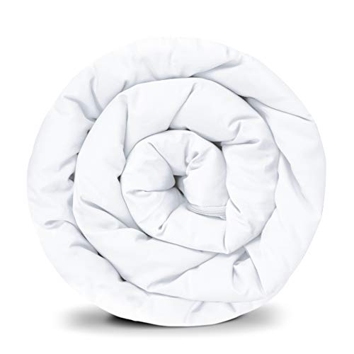 GRAVITY Basic Gewichtsdecke Bezug in Weiß Baumwolle Schlaufen Bezugssystem mit Reißverschluss Sommerbezug für Erwachsene/Jugendliche für besseren Schlaf Größe: 135x200 cm