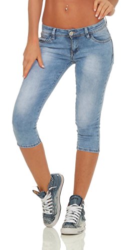 OSAB-Fashion 10710 Damen Capri Jeans 7/8-Jeans Slim-fit Damenjeans Caprihose Bermuda Low Waist