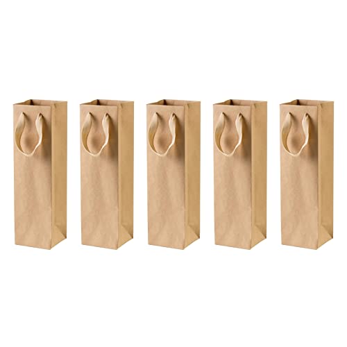 TPPIG 60 Stück solide braune Kraftpapiertüten mit stabilem Seil – 10,2 x 10,2 x 34,8 cm – perfekt für Wein, Geschenke, Einzelhandel