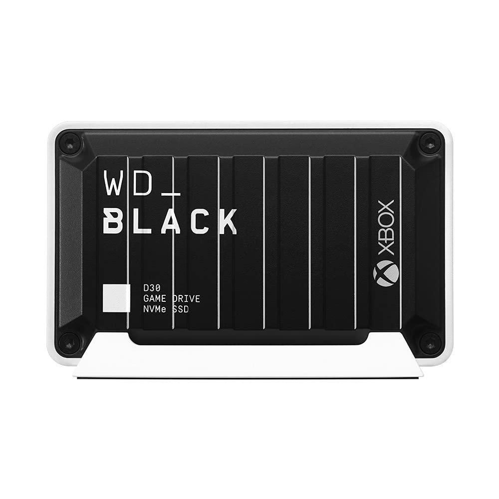 WD_BLACK D30 Game Drive SSD 1 TB (Übertragung mit 900 MB/s, USB Typ-C zu Typ-A Kabel) kompatibel mit PlayStation 5 und Xbox Series X|S, Schwarz