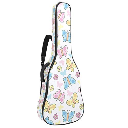 Gitarrentasche Schmetterlinge Blumen Gitarre Tasche Wasserdichte 40 41 Zoll Guitar Case Oxford Gitarre Tasche Drucken Gitarren Bag Tragetasche Rucksack